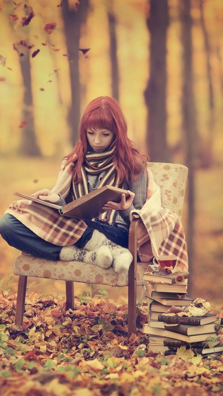 Relaxing time in the forest reading books - HD wallpaper