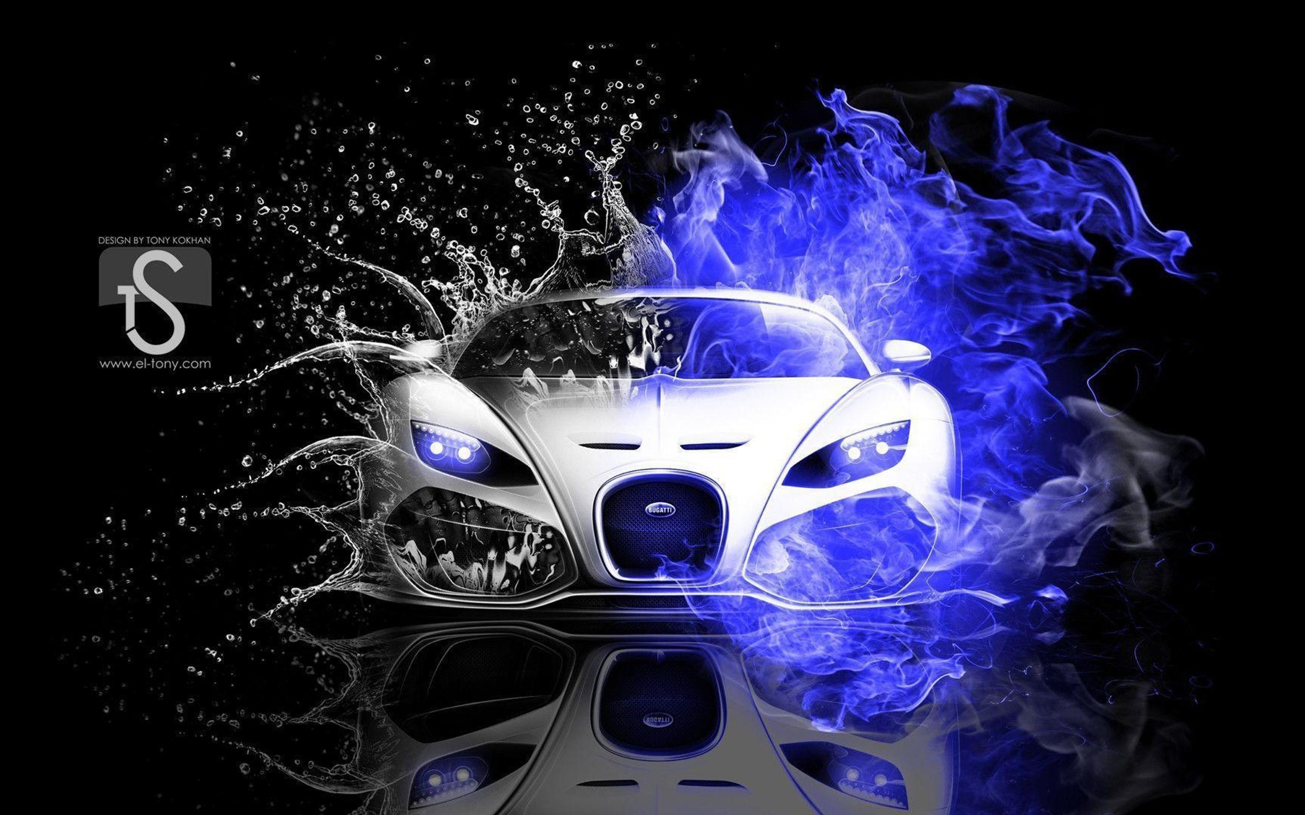 Abstract 2022 car black and blue fire - HD wallpaper