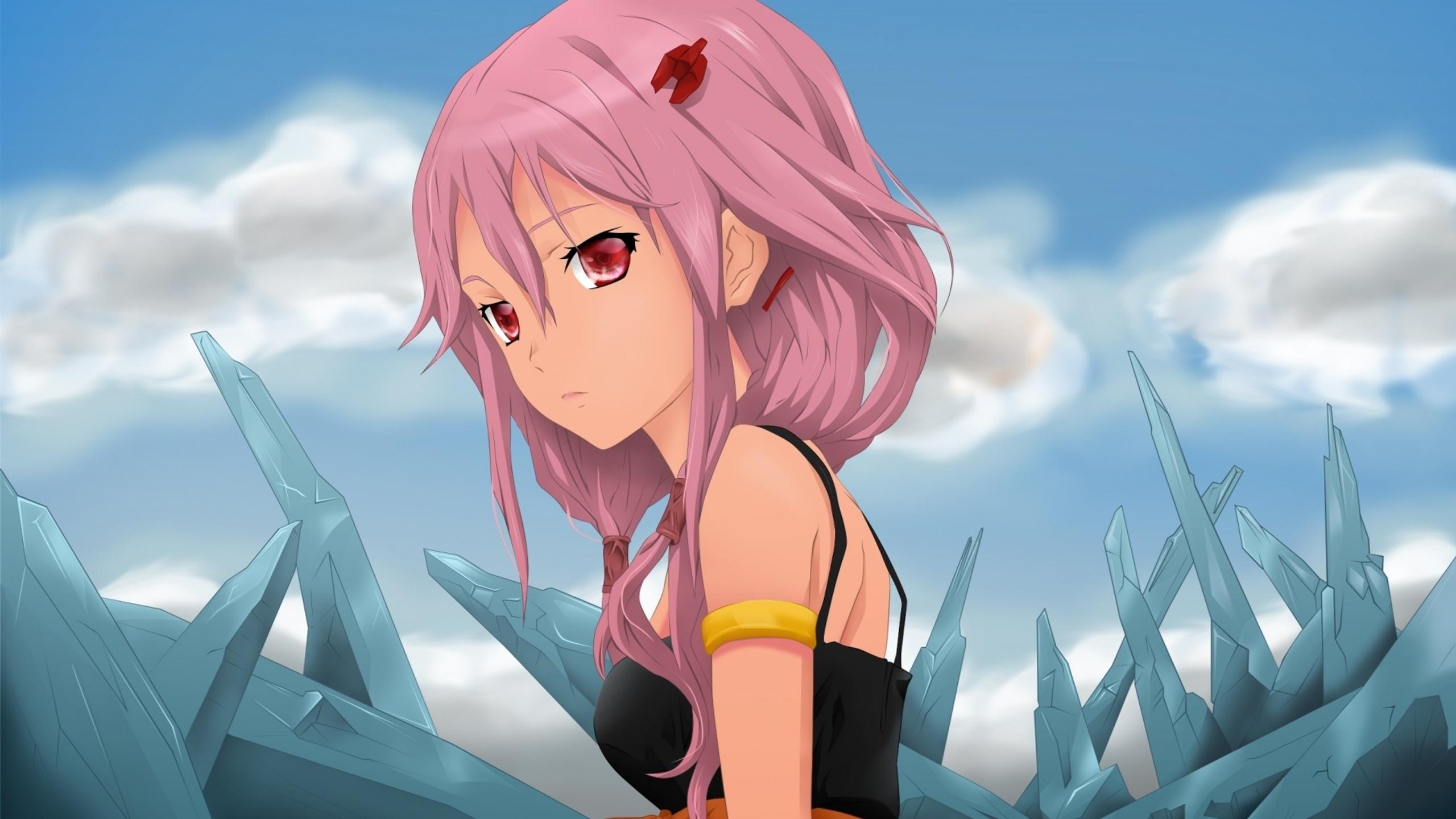 Inori Yuzuriha with pink hair in Guilty Crown animation