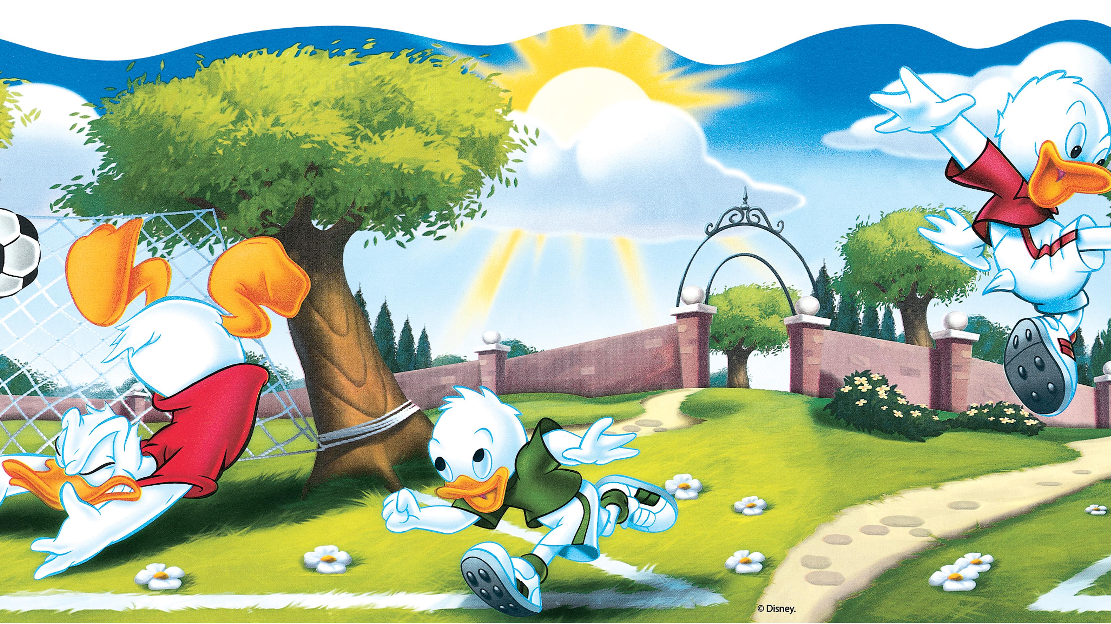 Tick, Trick, Track and Donald Duck play football