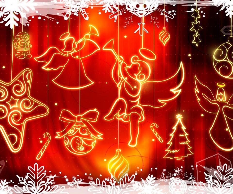 Merry Christmas and a Happy New Year - angels singing carols