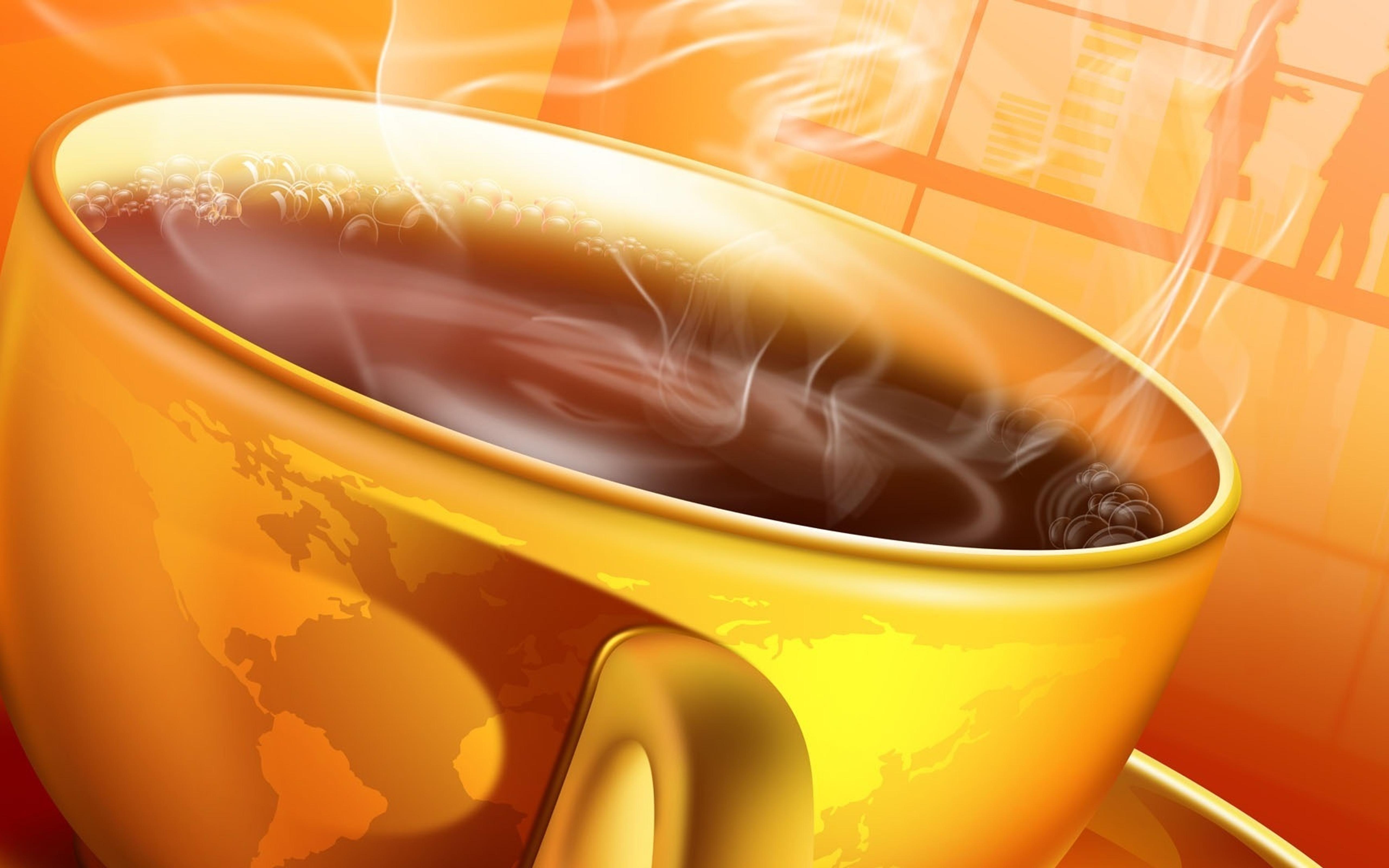 Download Yellow Coffee Cup With Hot Coffee Yellowimages Mockups