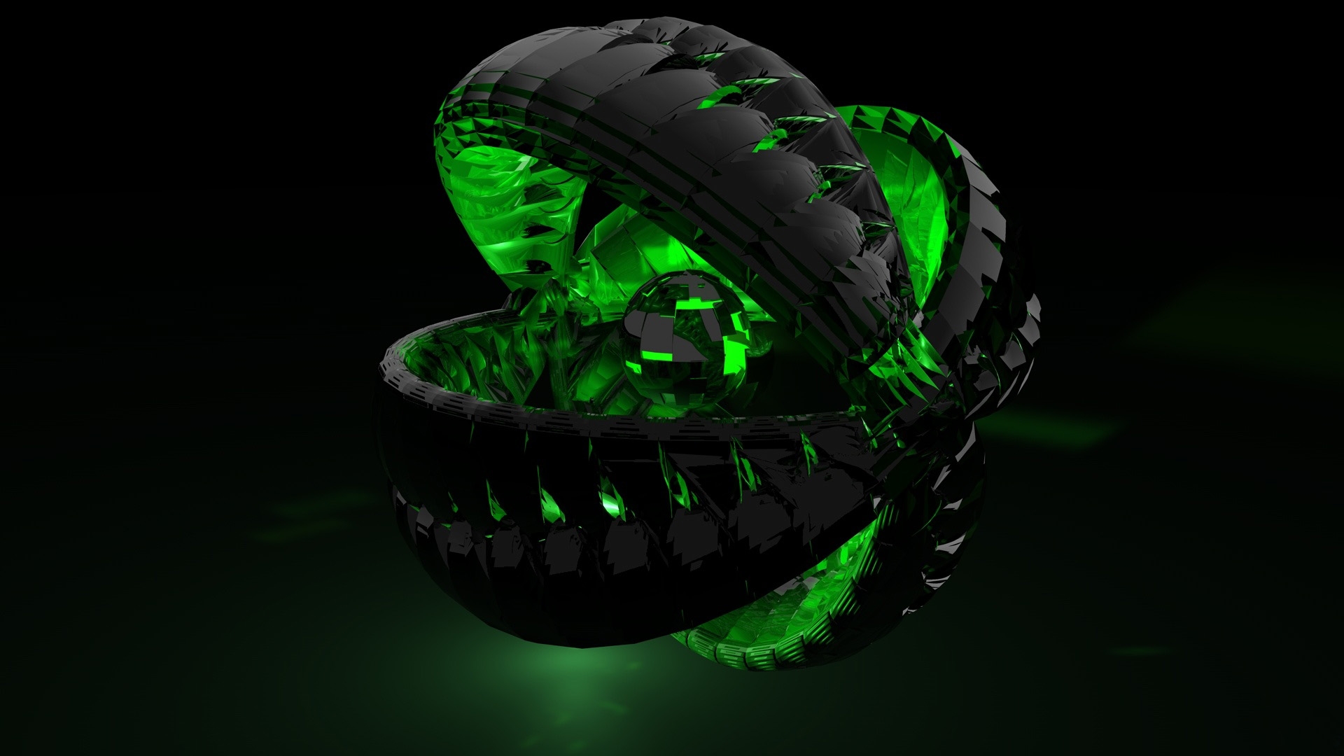 3D digital green ball - computer game