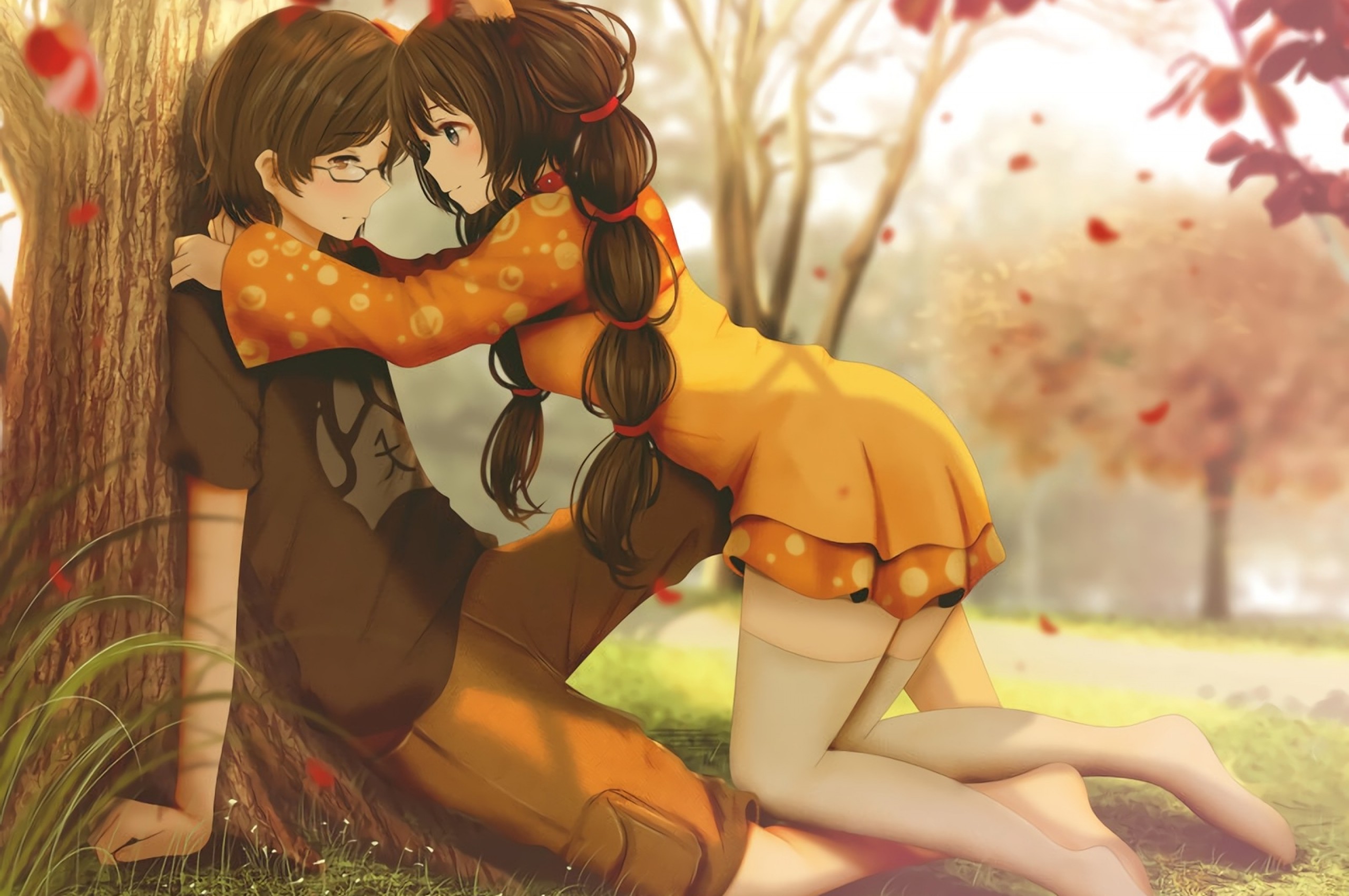 Anime Romance in the park - Autumn season