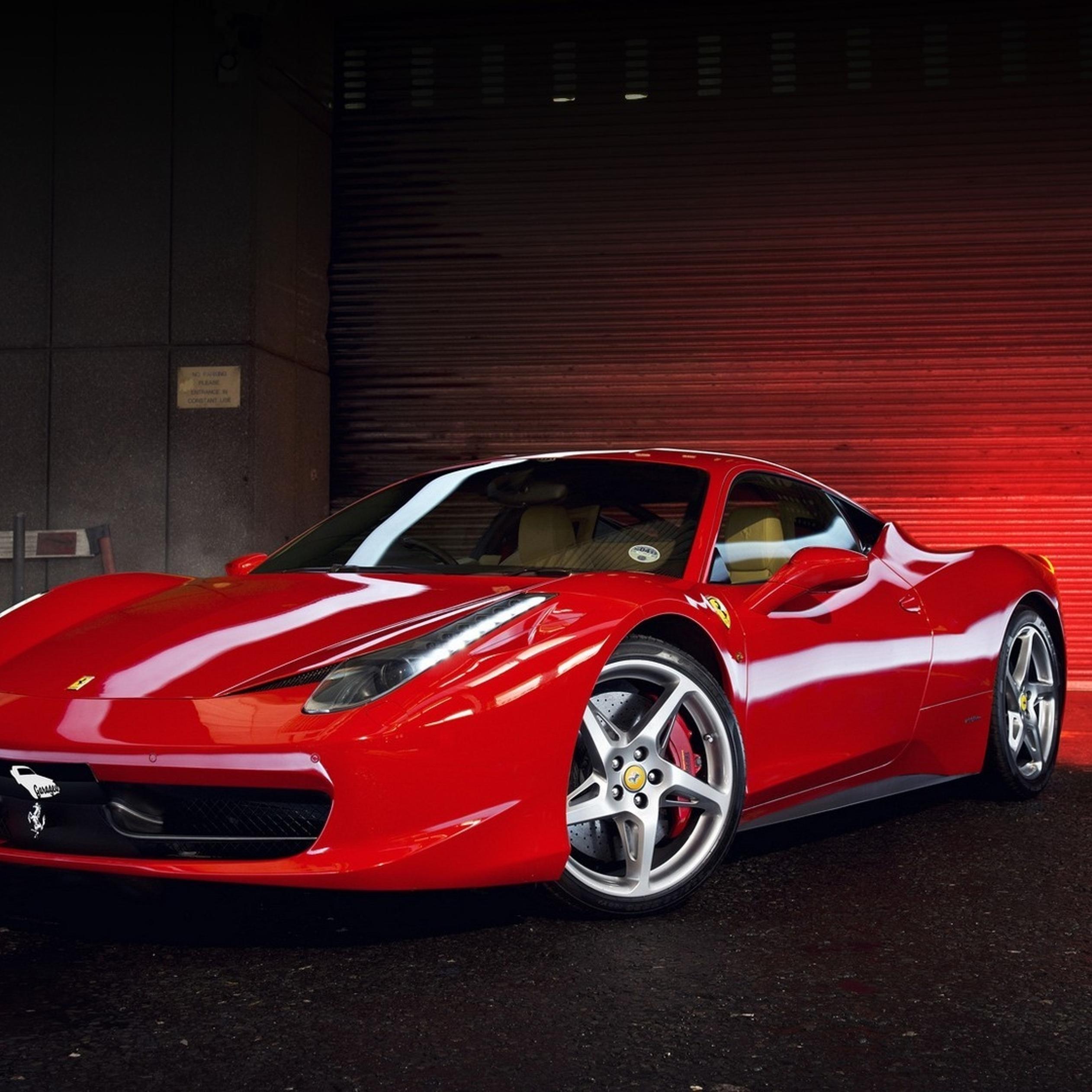 Red Ferrari 458 In Garage Sport Car