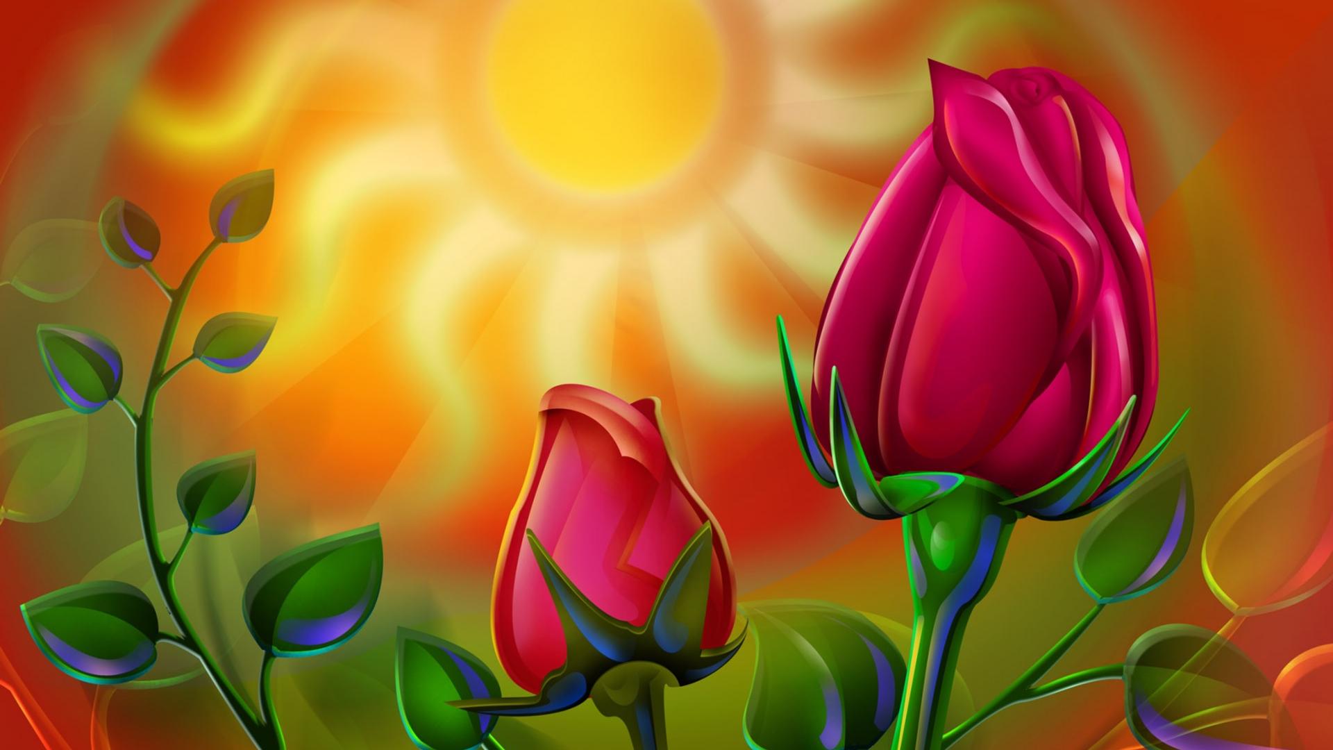 Red rose in the sunlight - Art design wallpaper