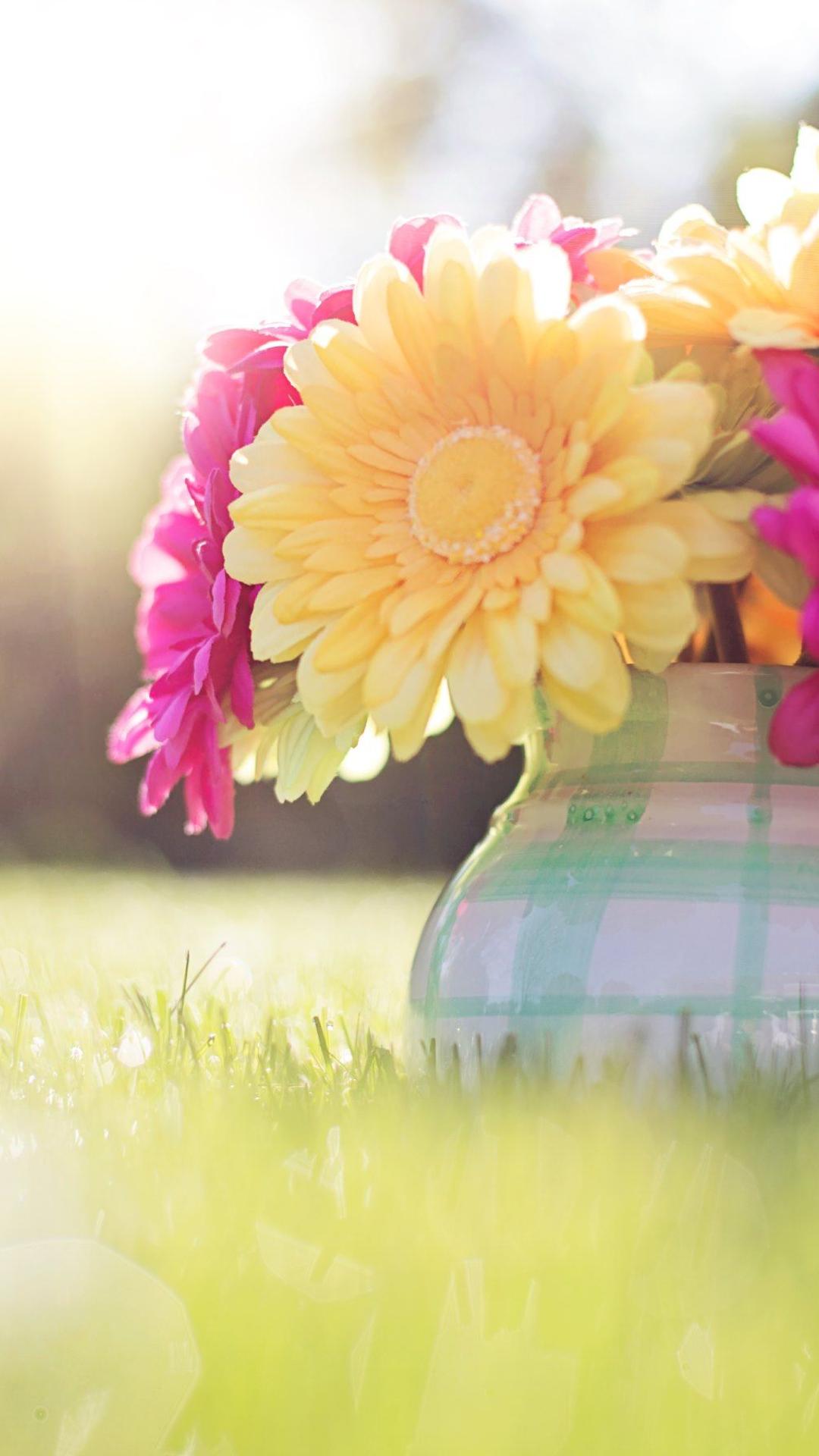 Download Spring bouquet of flowers in a vase in the garden - Sunshine Gener...