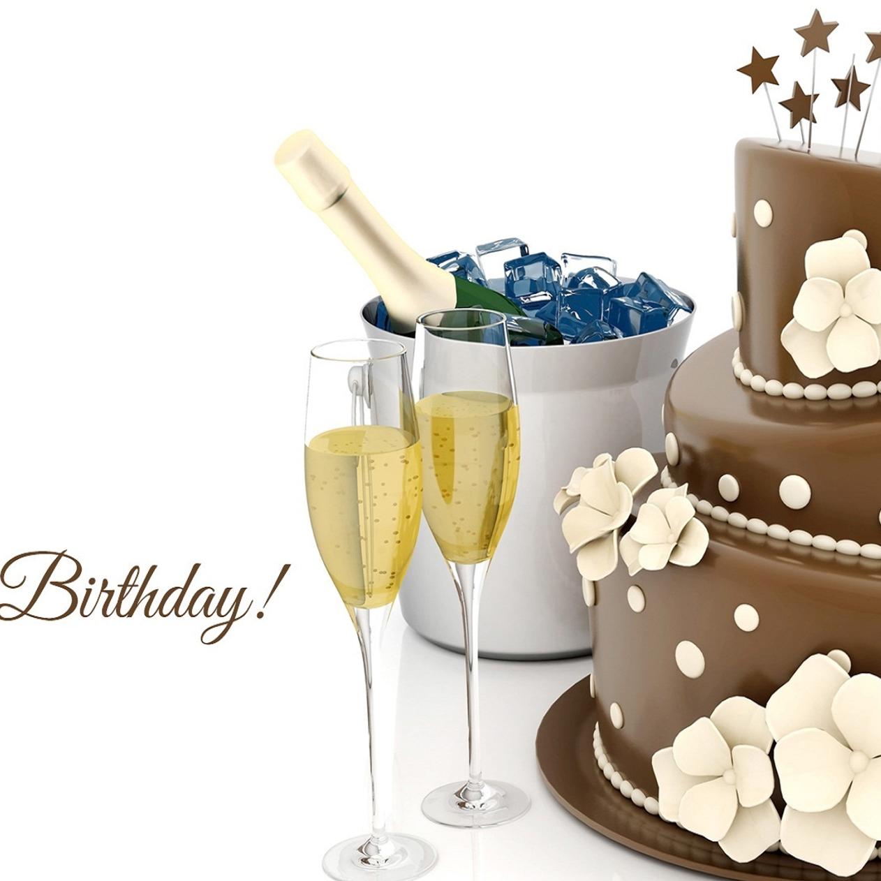 Champagne and chocolate cake - Happy birthday