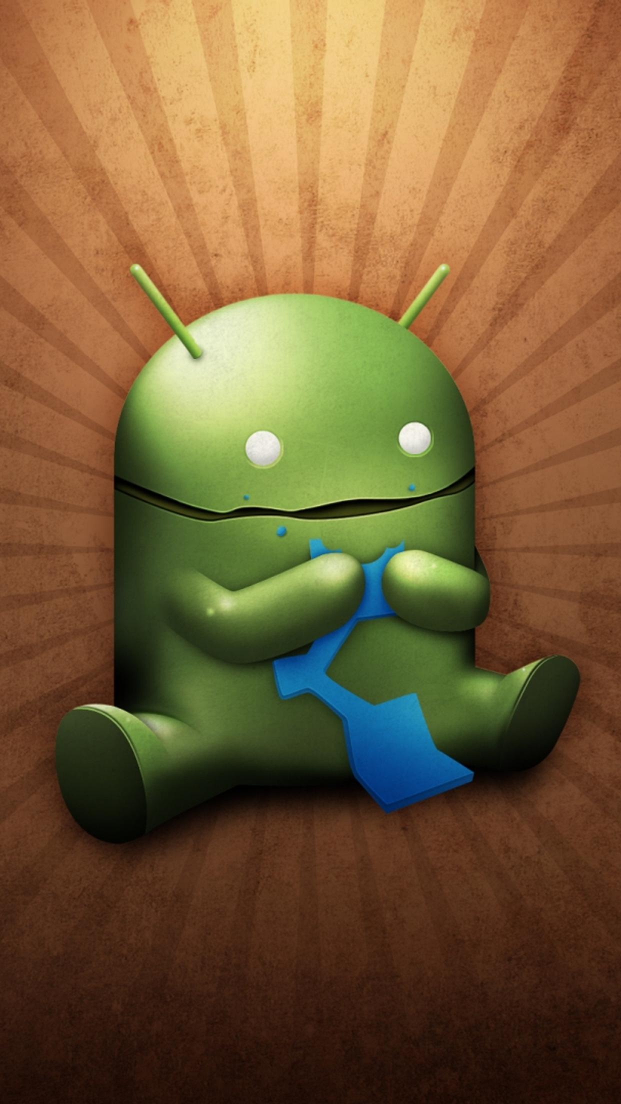 Funny android logo eating - HD wallpaper
