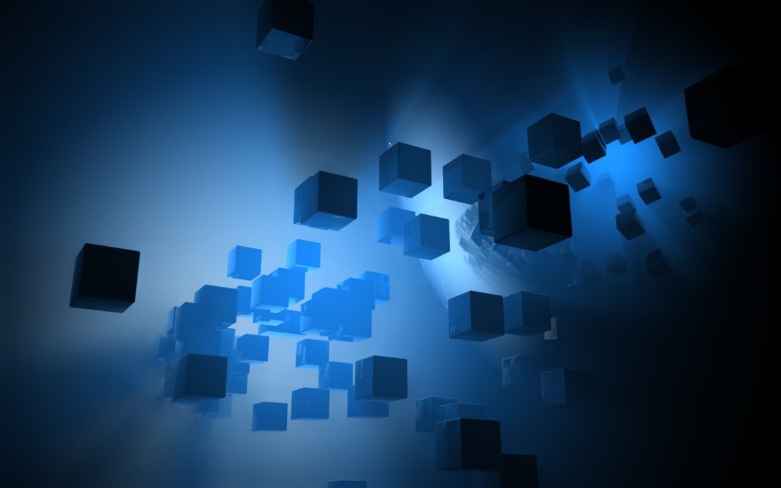 Download Wallpaper Floating blue and black cubes
