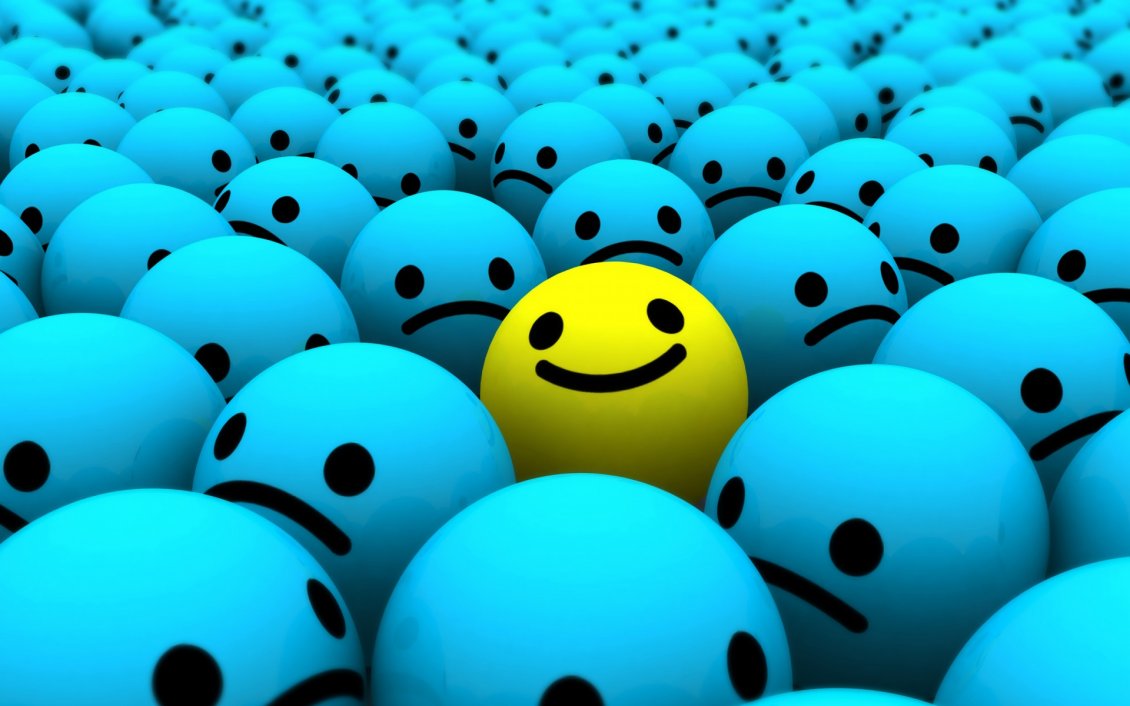 Download Wallpaper Smiley face - blue sad and yelow happy
