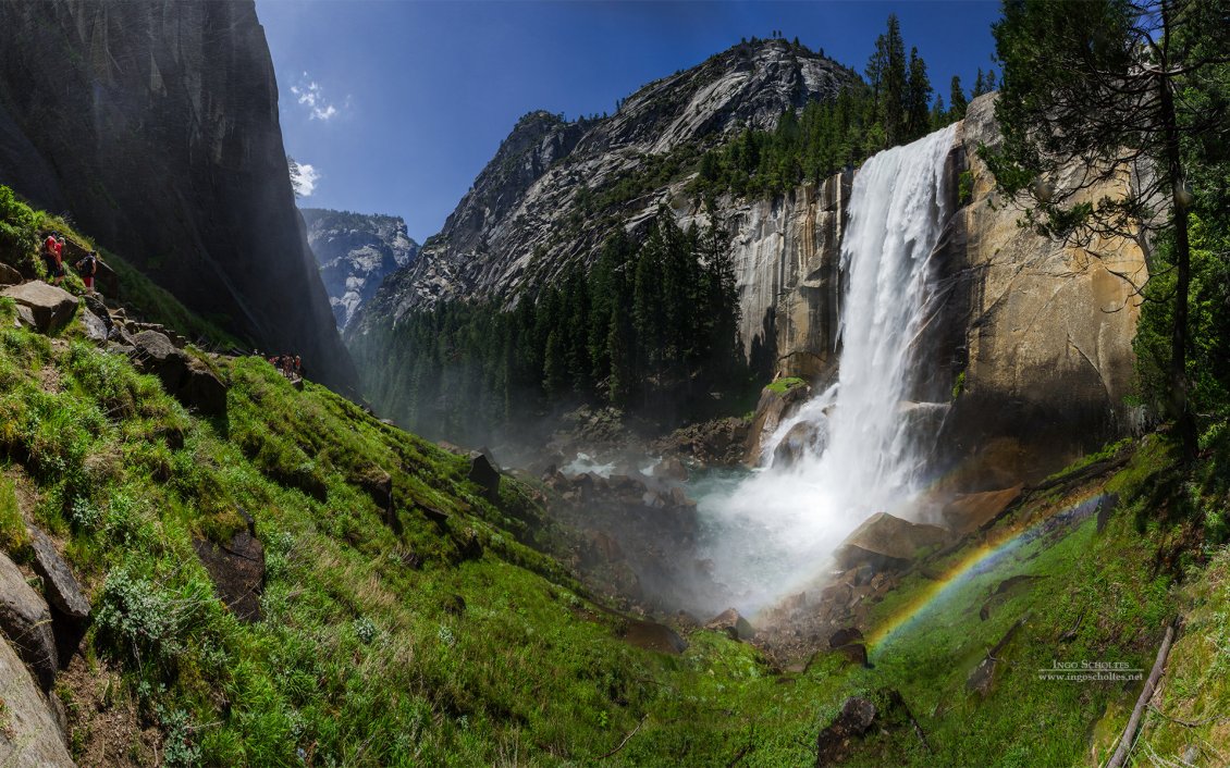Download Wallpaper National Park - waterfall, montains, cliffs and rainbow
