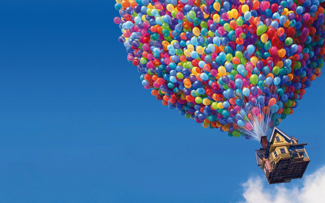 Download Wallpaper House with thousands of colorful ballons afloat