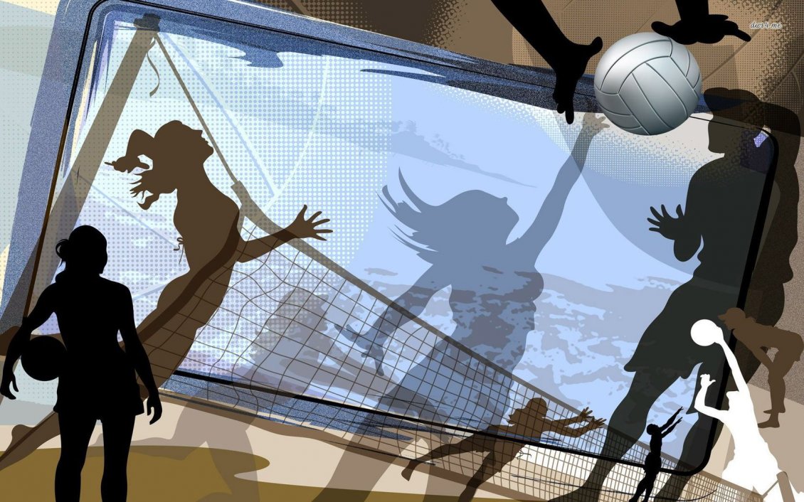 Download Wallpaper Girls playing voleyball - vector & design