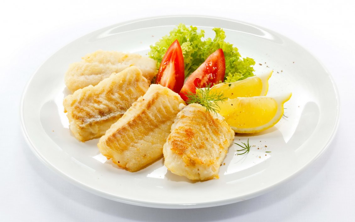 Download Wallpaper Fish fillet with lemon and tomato