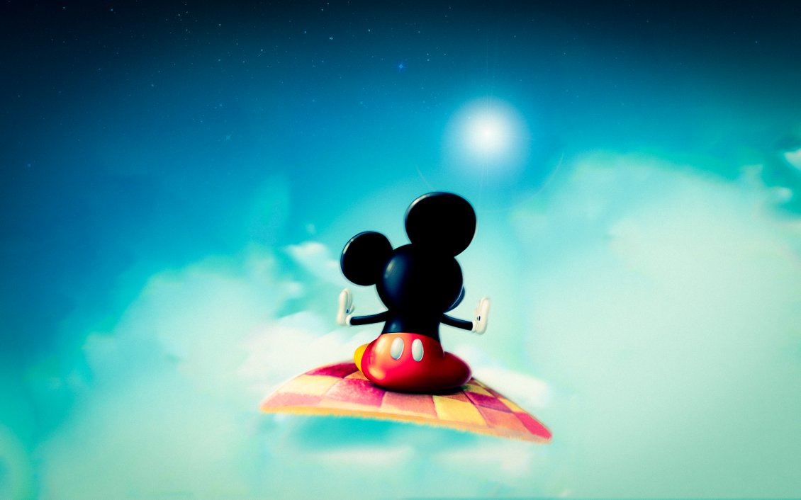 Download Wallpaper Mickey Mouse in space with a carpet