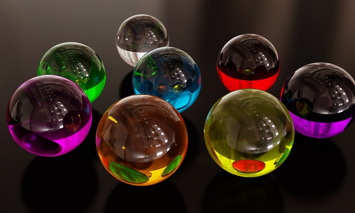 Download Wallpaper Many colorful marbles, 3D Wallpaper