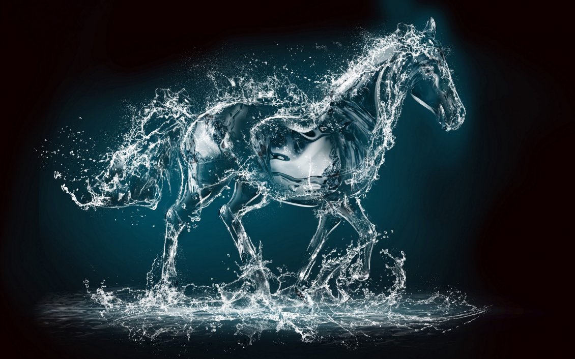 Download Wallpaper Running horse made ​​of water