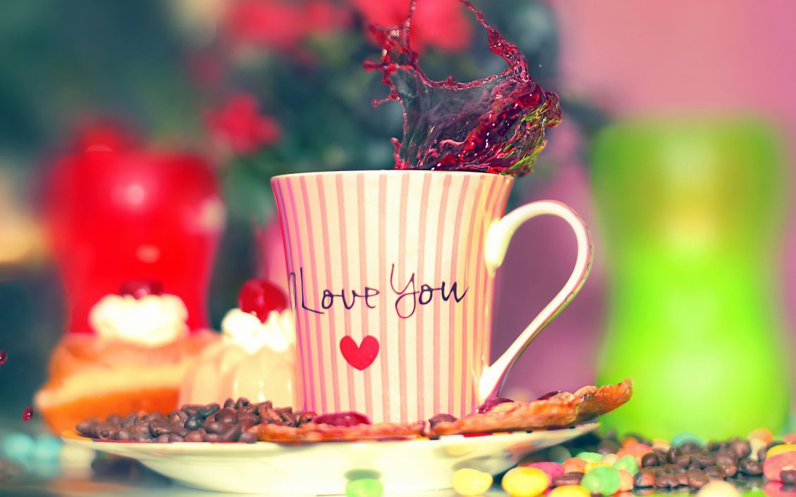 Download Wallpaper Breakfast and i love you coffee cup - Good morning