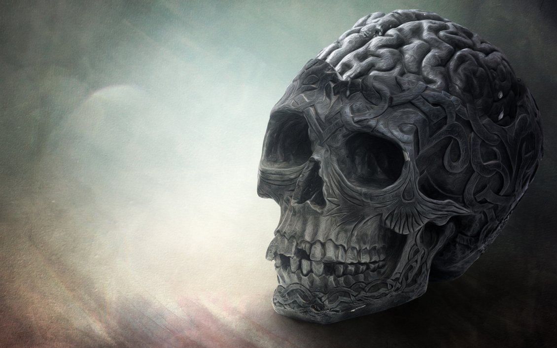 Download Wallpaper Skull with brain black & white