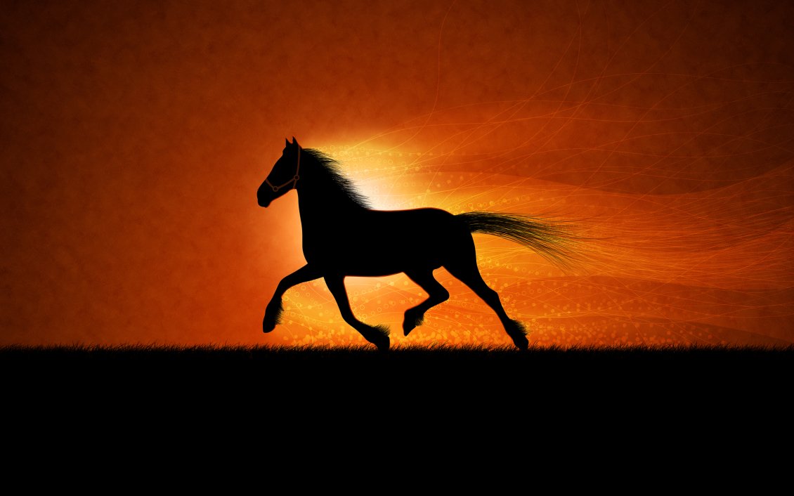 Download Wallpaper Sunset running horse