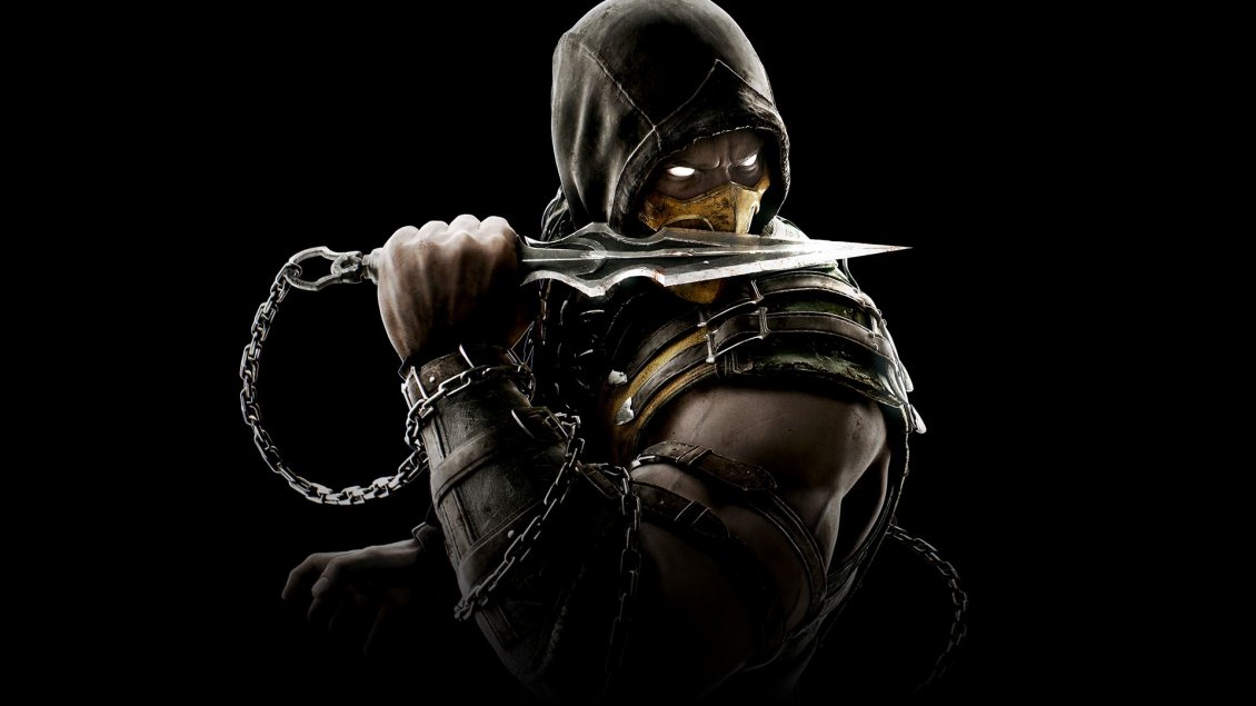Download Wallpaper Scorpion Mortal Kombat X on black background