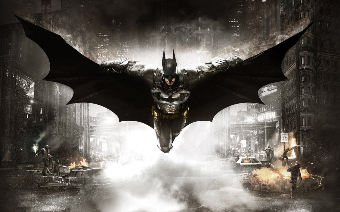 Download Wallpaper Flying Batman Arkham Knight