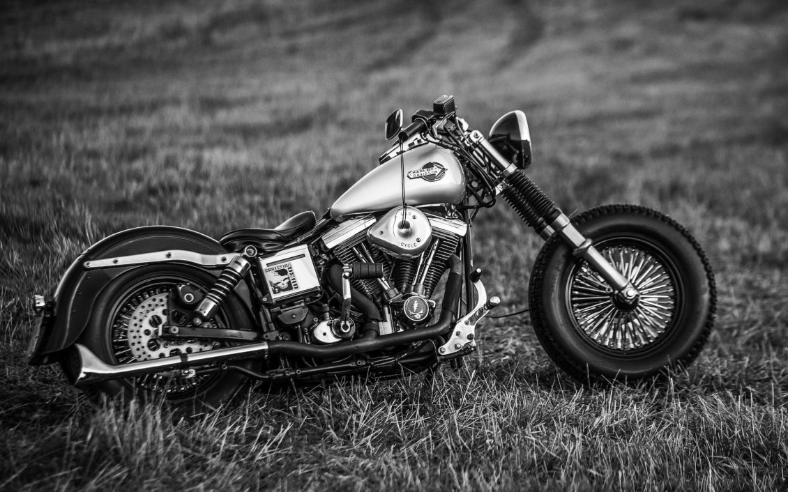 Download Wallpaper Black and White Harley Davidson Motorcycle
