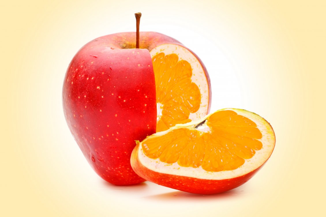 Download Wallpaper Half apple, half orange HD