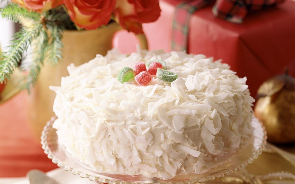 Download Wallpaper Cake with white chocolate and jelly