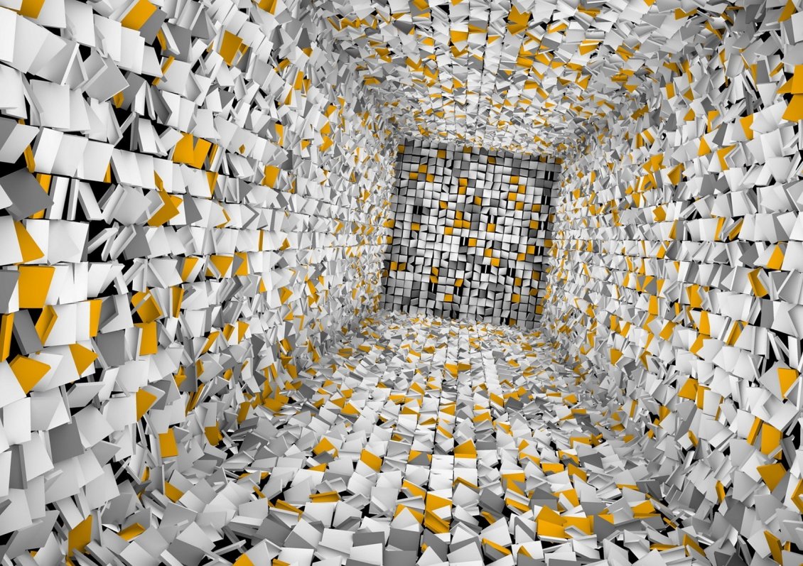 Download Wallpaper Claustrophobia 3D - White and yellow cubes