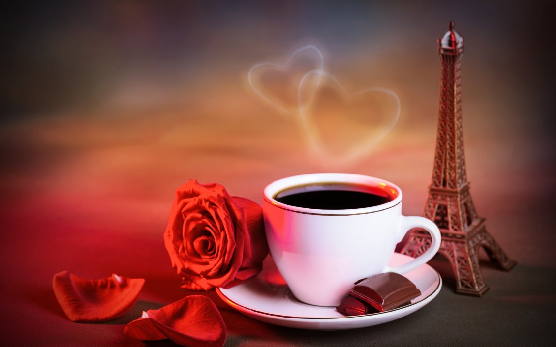 Download Wallpaper Coffee with love near the Tower Eiffel