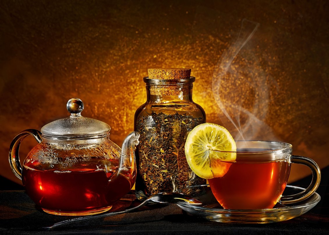 Download Wallpaper A cup of hot tea with lemon