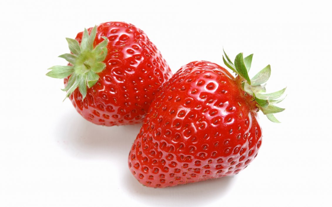 Download Wallpaper Two red and delicious strawberries