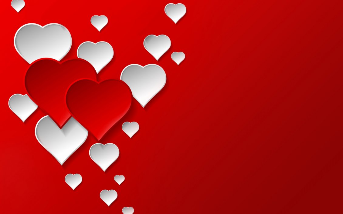 Download Wallpaper Two red hearts between many white hearts