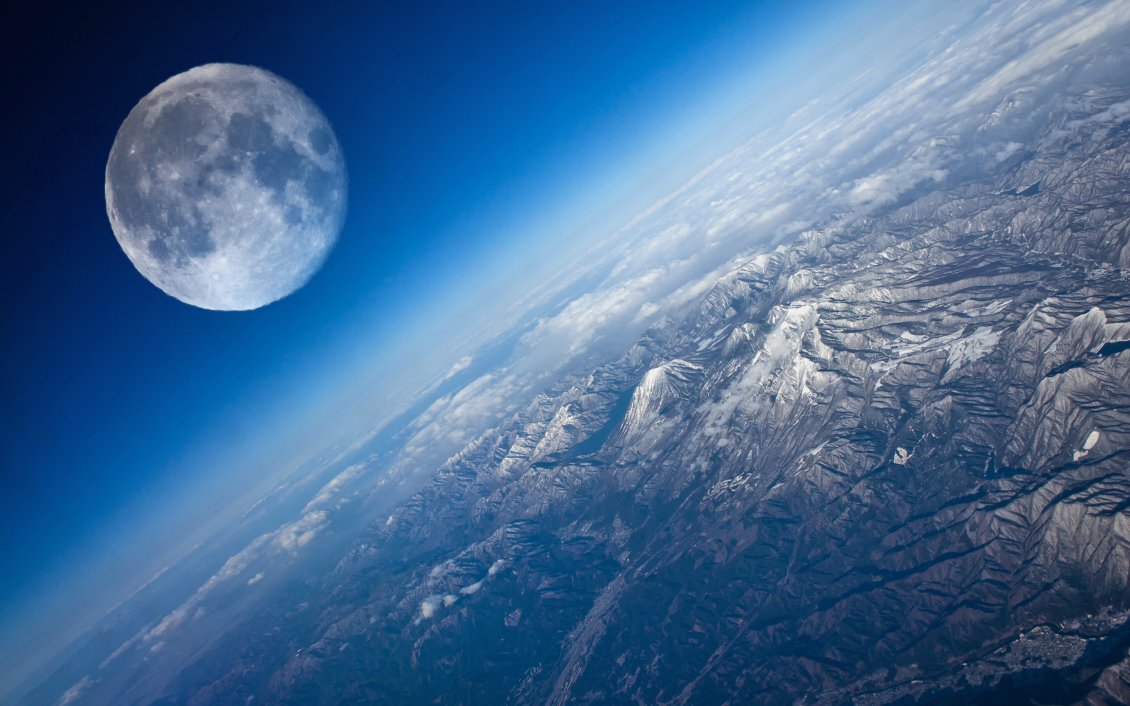 Download Wallpaper You can see the full moon in the sky from space