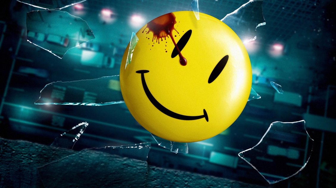 Download Wallpaper Smiley face breaking the glass