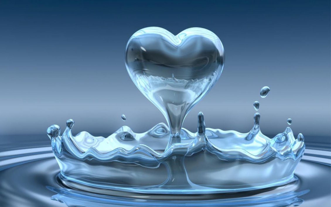 Download Wallpaper The water drop in the heart shape - Love wallpapers