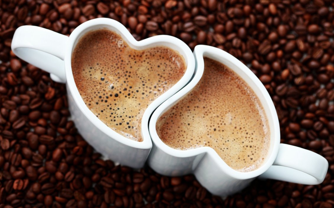 Download Wallpaper Heart cups coffee - Cups for couples