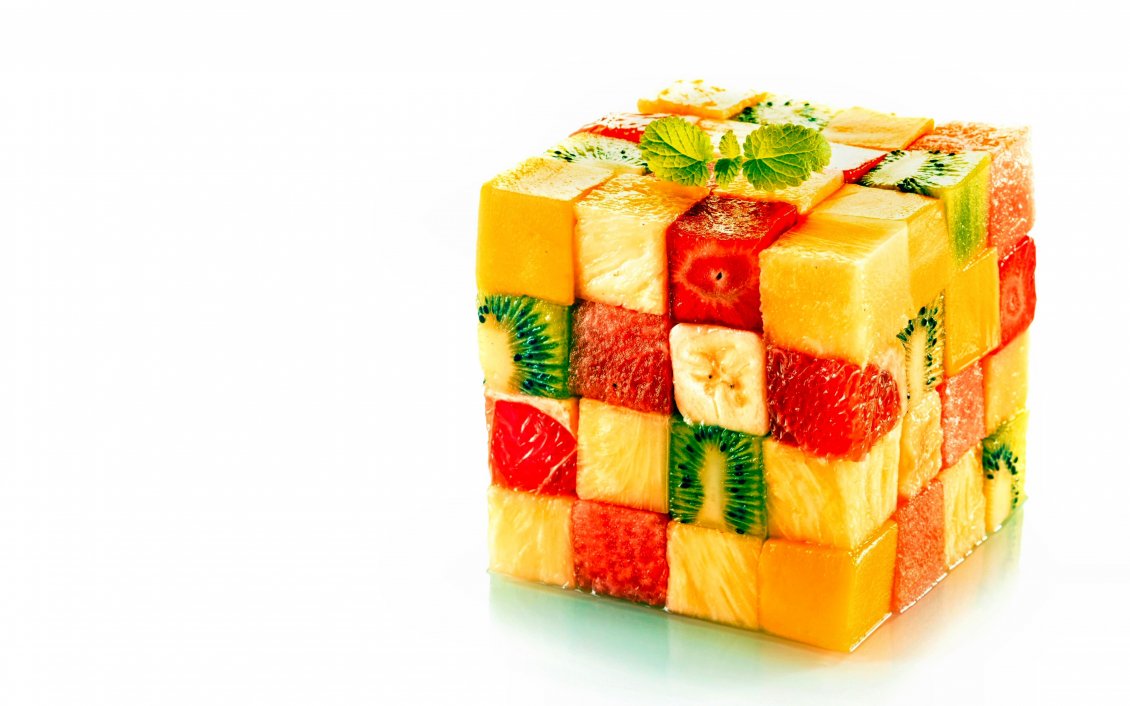 Download Wallpaper A cube made of pieces of fruits - Abstract wallpaper