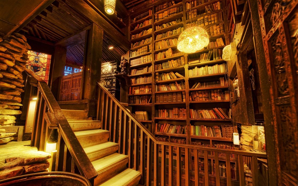 Download Wallpaper Awesome old library HD