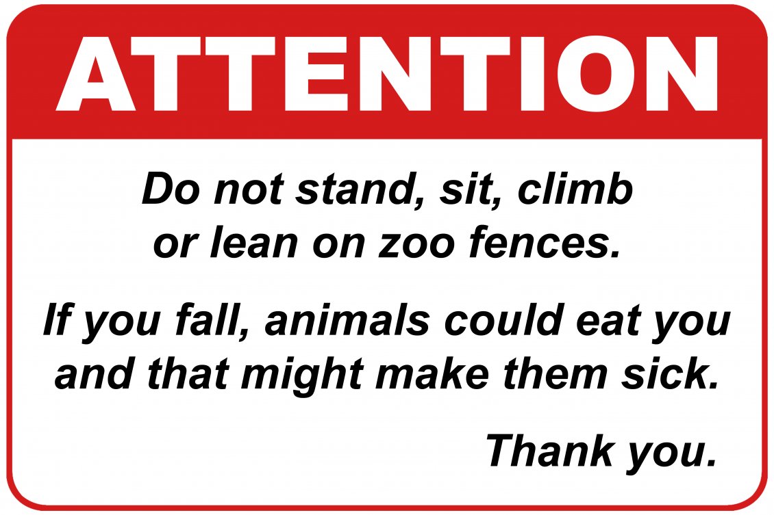 Download Wallpaper Attention!!! Do not stand, sit, climb and lean on zoo fences