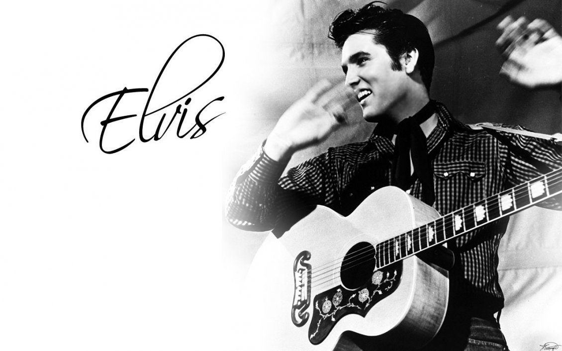 Download Wallpaper Elvis Presley with his guitar - an American singer