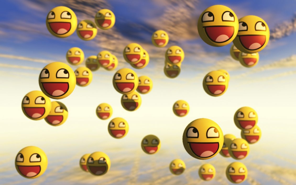 Download Wallpaper Many smiley faces flying