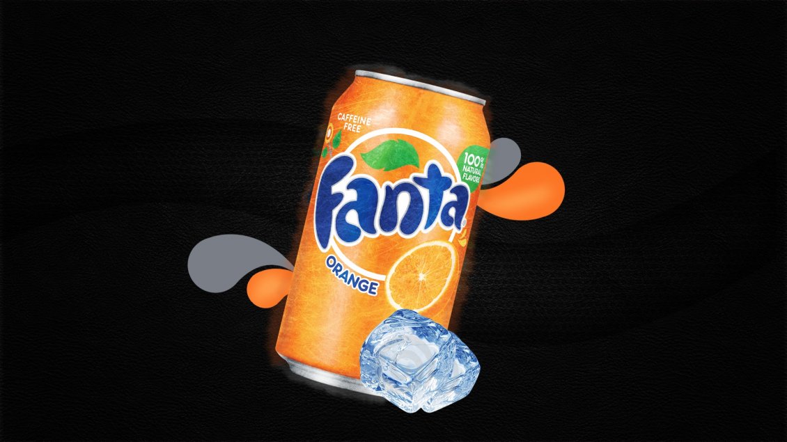 Download Wallpaper A dose of fanta juice and two cubes of ice