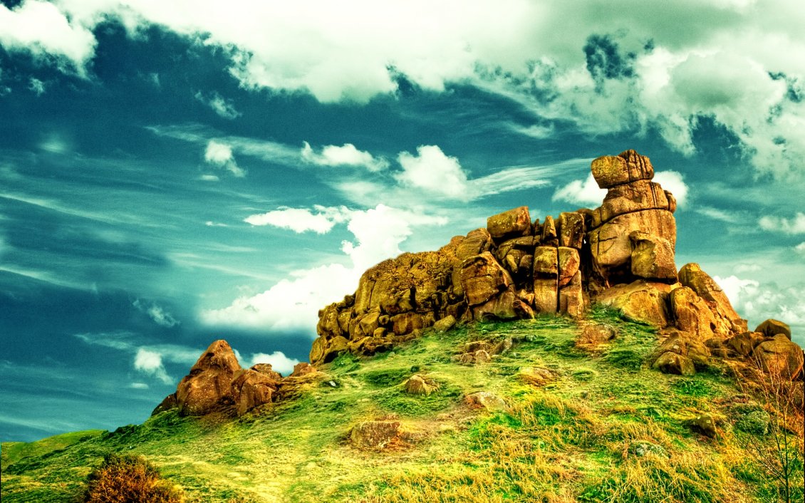 Download Wallpaper Wonderful rocks on the top of the mountain - summer time