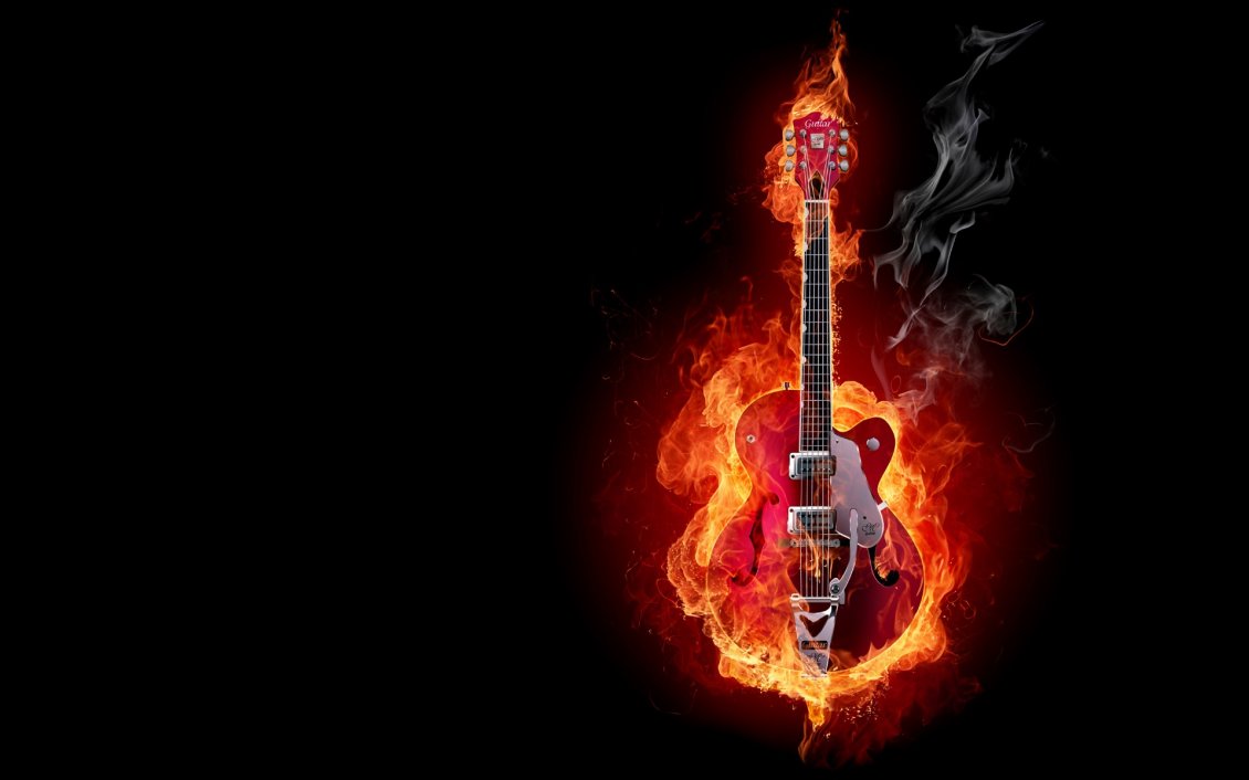Download Wallpaper Electric guitar on fire - wonderful music