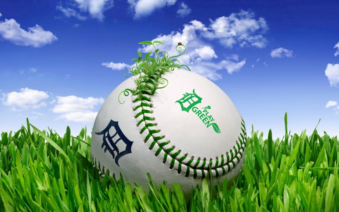 Download Wallpaper Dodgers ball in the green grass - 3D ball