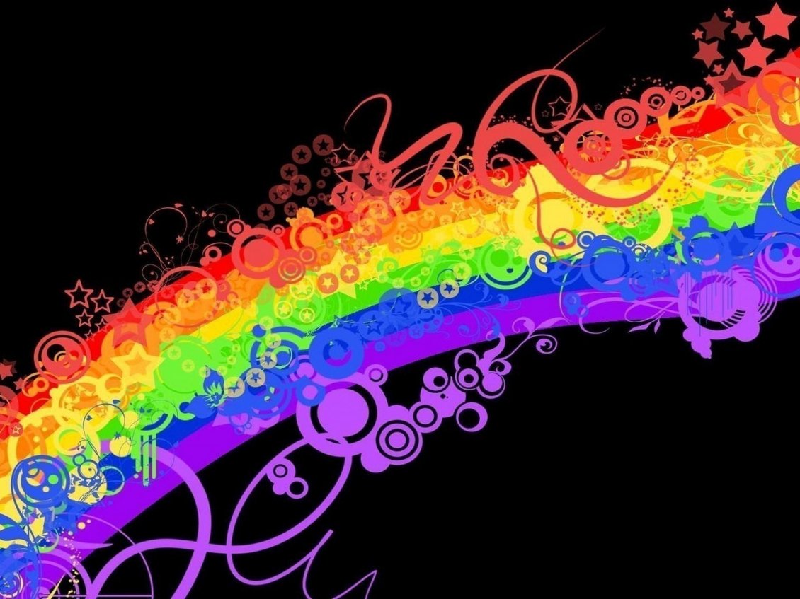 Download Wallpaper Abstract rainbow on a black background
