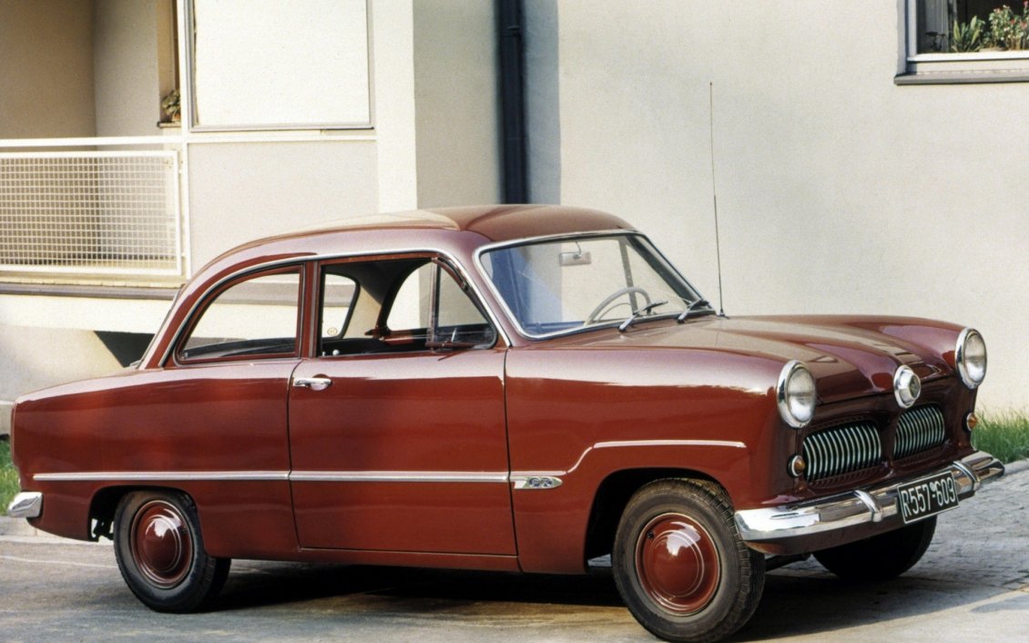 Download Wallpaper Red Ford Taunus 12M, Vintage car